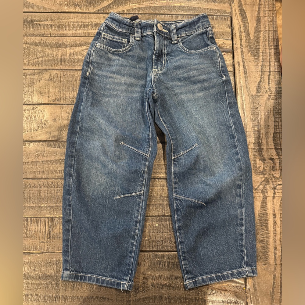 Blue Denim Barrel Leg Jeans